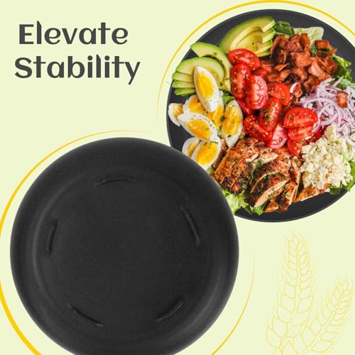 Homienly Wheat Straw Plates Set - 11 inch Reusable Large Dinner Plates Set of 8, Lightweight Unbreakable Salad Plates, Microwave and Dishwasher Safe Plates, Deep Plates for Dinner, Camping - Black - color: Black, size: 11 inch