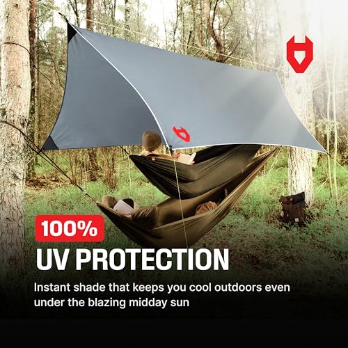 Rain Fly12x10 Lightweight Survival Camping Tarp; 100% Waterproof; Makes a Great Backpacking Tarp or Hammock Shelter; Comes in Multiple Colors, Survival Bracelet Included; Grey - color: 12x10 Grey