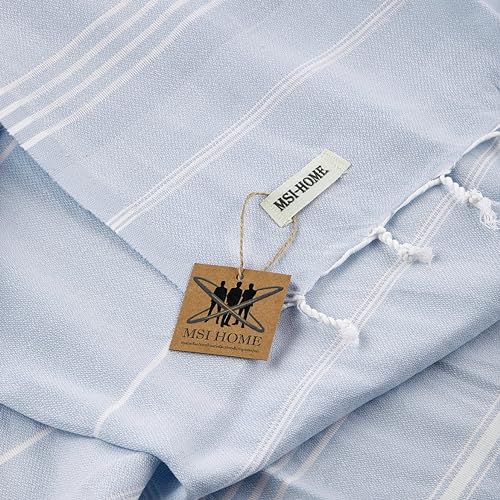 100% Organic Turkish Cotton Beach and Bath Towel, Peshtemal Towel Blanket, Quick Dry Sand Free, Oversized Light Compact, Diamond Weave, Prewashed, 71 x 39 Inches (Light Blue) - color: Light Blue