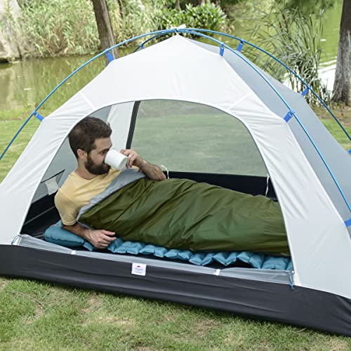 Naturehike Lightweight Compact Sleeping Bag, 59℉/32℉ Envelope Ultralight Backpacking Sleeping Bag Portable, Waterproof with Compression Sack for Cold&Warm, Camping, Traveling, Hiking - color: Navy Green