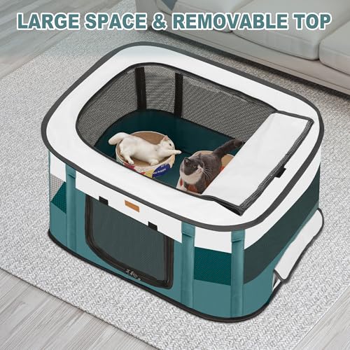 Dog Playpen - Foldable Cat Play Pens for Pubby,Kitten, Rabbit,Portable Pet Tent with Carring Bag for Indoor/Outdoor Travel Camping (Blue-Medium) - color: Blue, style: Medium