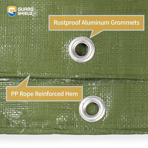 GUARD SHIELD Heavy Duty Tarp 30x30 Feet Green Multi Purpose Thick Waterproof Poly Tarp Cover 10mil - color: Green, size: 30x30