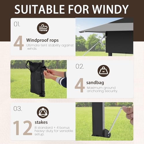 Bezseller 13x13 Pop Up Gazebo with Mosquito Netting – Easy 1-Person Setup, Water-Resistant Backyard Canopy for Family Patio & Garden Use, Black - color: Black, size: 13"x13"