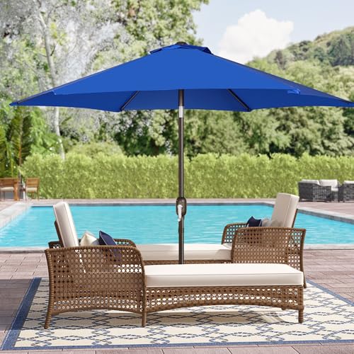 Blissun 7.5 ft Patio Umbrella, Yard Umbrella, Outdoor Market Umbrella with Push Button Tilt Crank, Royal Blue - color: Royal Blue