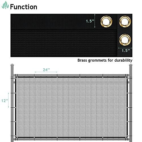 SunnyRoyal 6' x 1' Black Privacy Fence Screen Heavy Duty Windscreen Mesh Fencing Shade Fabric with Brass Grommets for Outdoor Fence Garden Patio Swimming Pool - color: Black, size: 6' x 1'