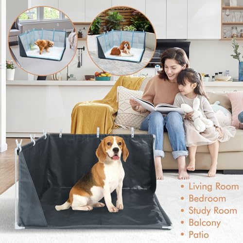 Dog Pee Pad Holder with High Walls, Portable Dog Litter Box for Inside Potty, Splash-Proof No Spill Pee Shield Pad Holder Tray for Puppies Small and Medium Dogs (Grey, Only Pee Pad Holder) - color: Litterbox Only