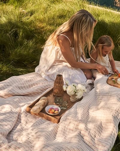 UnHide Summer Cotton Blanket -100% Cotton - Breathable and Lightweight - Cozy Throw Blanket for Outdoor Picnic, Beach, Park, and Backyard - Machine Washable - 60” x 80” - Pink - color: Pink