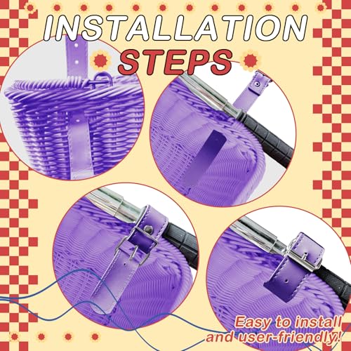 Wicker Picnic Basket for Kids, Small Woven Rattan Basket with Handles Purple Garden Harvest Hamper Basket Empty for Storage Toy Flower Wedding - color: Purple