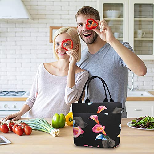 Aosbos Lunch Tote Bag, Insulated Lunch Box for Women, Leakproof Lunch Cooler Purse for Work, Calla Lily - color: E. Calla Lily