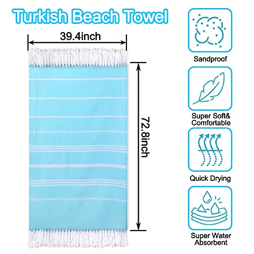 Beach Towel 2 Pack,Sand Free Beach Towels Oversized 39 x 72,Turkish Beach Towel Quick Dry Towel,Lightweight Pool Towels for Adults Travel Towel,Cool Beach Accessories Super Absorbent Towels - color: 2 Pack Turquoise