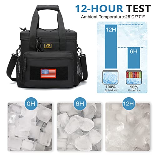 ATRIPACK Lunch Box for Men, Tactical Lunch Bag MOLLE Webbing Leakproof Insulated Large Lunch Cooler Women Adult Meal with Adjustable Shoulder Strap Durable Lunch Pail (Black) - color: Black, size: Large
