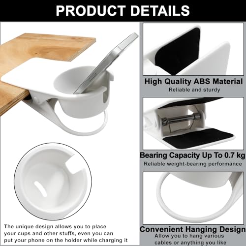 Jiozermi 3-in-1 Drink Holder Clip - Desk & Adirondack Chair Cup Holder for Water, Soda, Coffee (Red, Black, White) - color: Red+Black+White