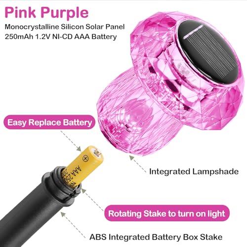 Solar Pathway Lights Outdoor Gifts for Mom Mushroom Garden Lights Waterproof Solar Powered Yard Lighting for Landscape, Driveway, Path, Walkway, Patio, Outside Garden, Pink Purple - color: Pink, size: 8 Pack