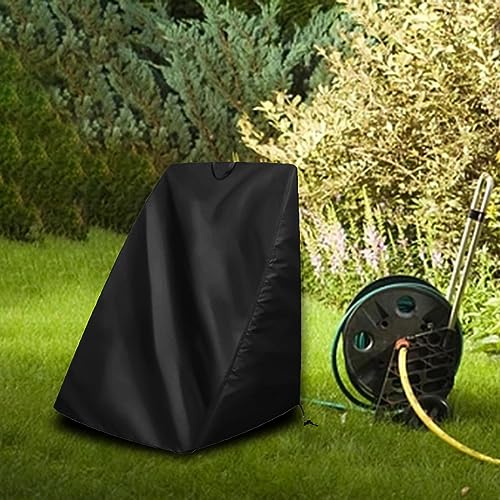 Hose Reel Cover Hose Reel Cart Cover Portable with Drawstring Spare Outdoor Oxford Cloth Hose Cart Protector Garden Hose Reel Cover for Home, Black - color: Black