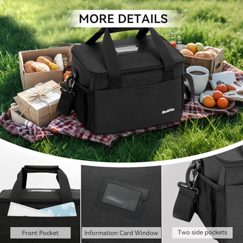 6 Cups Drink Carrier for Delivery, Reusable Cup Holder with Handle, Insulated Collapsible Drink Carrier, Adjustable Dividers, Shoulder Strap, Portable Cooler Tote Bag for Delivery, Travel, Car (Black) - color: Black