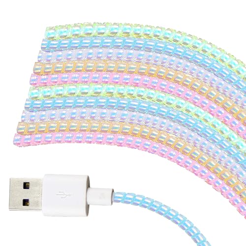 Frienda 10 Pcs Spiral Cord Protector Chargers Protector Pets No Chew Data Cable Protective Sleeve Headphone Charger Saver USB Cable Cover Wire Repair for Phone USB (Flash Color) - color: Flash Color