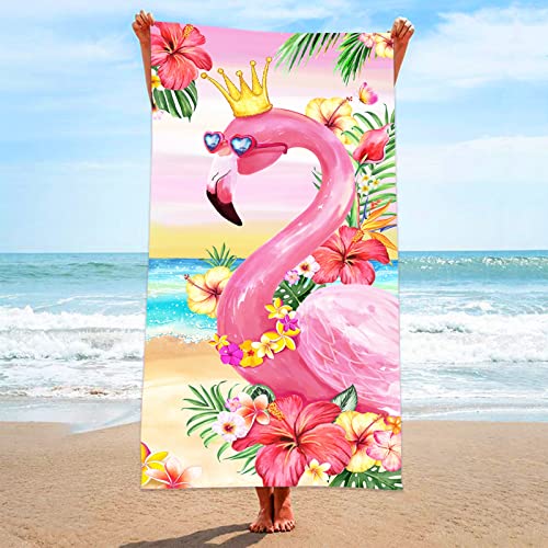 Bonsai Tree Flamingo Beach Towel, 30" x 60", Microfiber, Pink, Sand Proof, Quick Dry, Beach Towel for Women, Kids, Teens - color: Summer 2022, size: 30"x60"