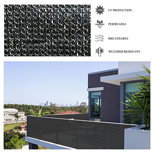 Alion Home Elegant Privacy Screen for Backyard Deck, Patio, Balcony, Fence, Pool, Porch, Railing - (2FT Height) Black (2' x 50') - size: 2' x 50'