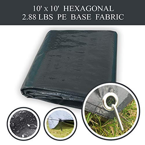 Alvantor Heavy Duty Tarp Waterproof 6'-10'-12'-15' Tarpaulin Ground Trailer with Rust Grommet Weather Resistant Cover Outdoor Camping 10 Mil Thick PE Floor Lightweight Mat - style: 10'x10'