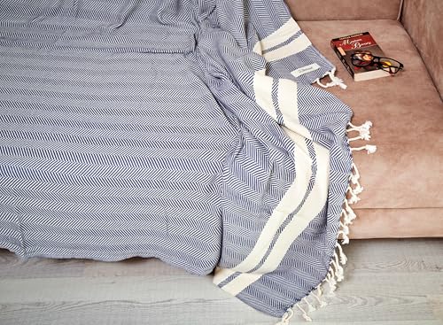 Bersuse 100% Cotton Herringbone XL Throw Blanket for Couch - 100% Cotton Lightweight Durable Throw Blanket, Big Blanket for Sensitive Skin, Decorative and Versatile - 63x94 Inches, Anthracite - color: Anthracite