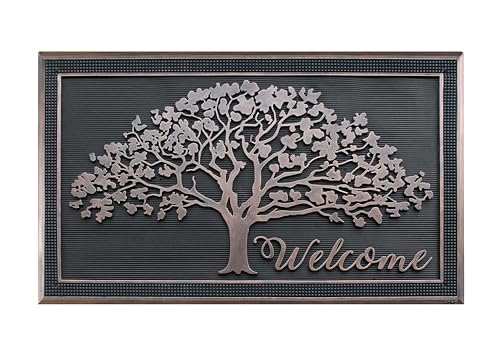 A1 Home Collections 100% Rubber Doormat for Outside Entrance, Non-Slip Heavy Duty Front Door Mats, Thin Profile Hight Traffic Areas Mat - 30" x 48", Shredding Tree Rubber - color: Shredding Tree Rubber