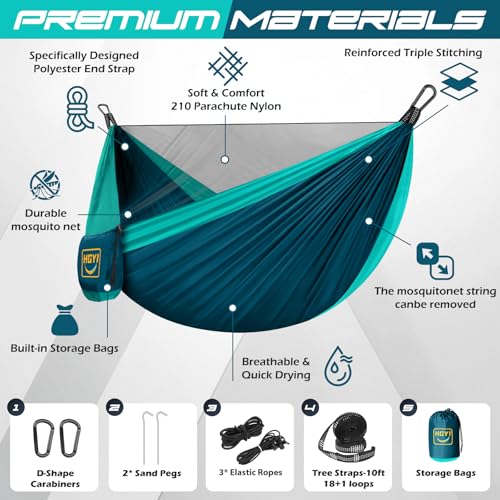 Camping Hammock Mosquito Net,Double & Single Portable Hammocks Hammocks with 2 Tree Straps,Hammock Tent for Travel Camping,Camping Accessories for Indoor Outdoor Hiking Backpacking Backyard Beach - color: Blue&dark Blue, size: Large