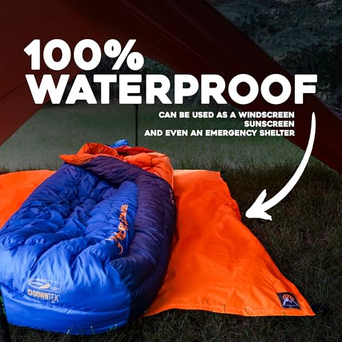 VIAM Outdoors | Multi Cloth Waterproof Ultralight Lightweight Backpacking Camping and Survival Tarp | 1.9oz Orange | Measures 54 inches by 72 inches | has Stake Loops and Guy line Loops - color: Multi-cloth