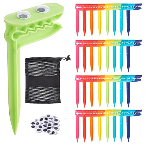 28 Pcs Beach Towel Anchor Stakes Clips, Picnic Mat Anchor Stake Windproof Outdoor Summer Beach Blanket Stakes Vacation, Gifts for Beaches Lovers, Vacation(Multicolored) - color: Multicolor