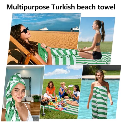 12 Pack Turkish Beach Towel 36"x71" Extra Large Beach Towels Sand Free Bath Towels Adults Lightweight Quick Dry Pool Towels Green - color: Green, size: 12 Pack