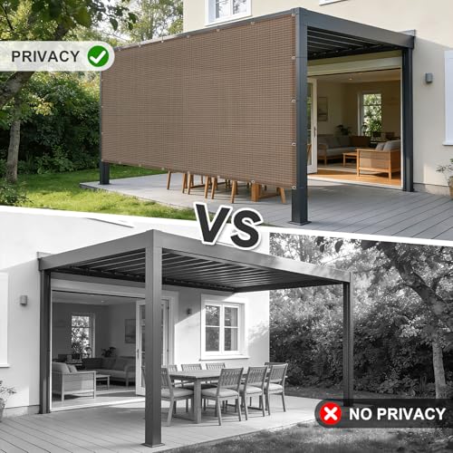 Cool Area Sun Shade Cloth with Grommets 3/4/6/8/10/12/16/20 FT Shade Panel Shade Tarp Screen Fabic for Outdoor Patio Pergola Cover Deck Garden, 8x10 FT, Brown - color: Brown, size: 0 8'X1 0'