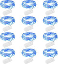 Brightown 12 Pack Led Fairy Lights Battery Operated String Lights Waterproof Silver Wire 7 Feet 20 Led Firefly Starry Moon Lights for DIY Wedding Party Bedroom Patio Christmas (12 Pack, Blue & White) - color: Blue & White, size: 12 Pack