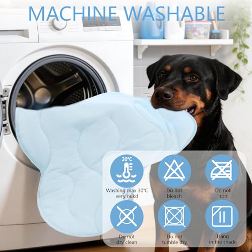 BECEMURU Dog Cooling Mat, Thickened Soft Pet Cooling Pad for Summer, 36"x23" Cloud-Shape Pet Bed for Crate Kennel Sofa, Non-Gel Coolness, Machine Washable & Durable - Keep Pet Cool and Comfortable - color: Blue Cloud-Shape, size: M: 36" L x 23" W x 0.8"Th