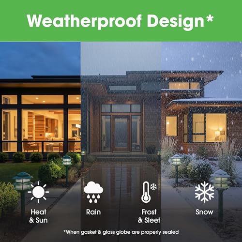 Greenfield Weatherproof Line-Voltage (120V) 3-Tier LED Outdoor Pathway Light – Permanent Outside Light for Walkway, Driveway & Landscaping – Professional Grade & Made in USA – Green - color: Green