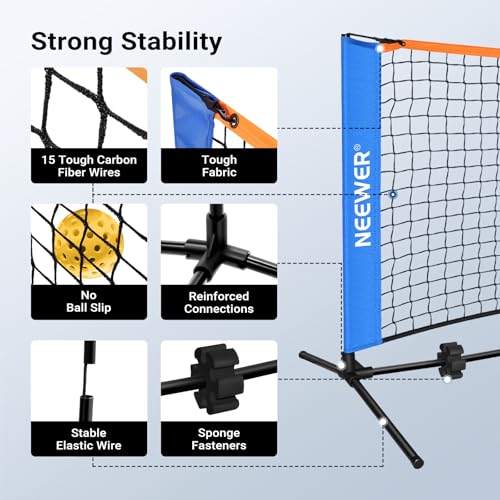 NEEWER Wide Pickleball Net, Small Portable Foldable Driveway Equipment Accessories for Indoor Outdoor Pickle Ball Training & Practice, No Tools Required - size: 6ft