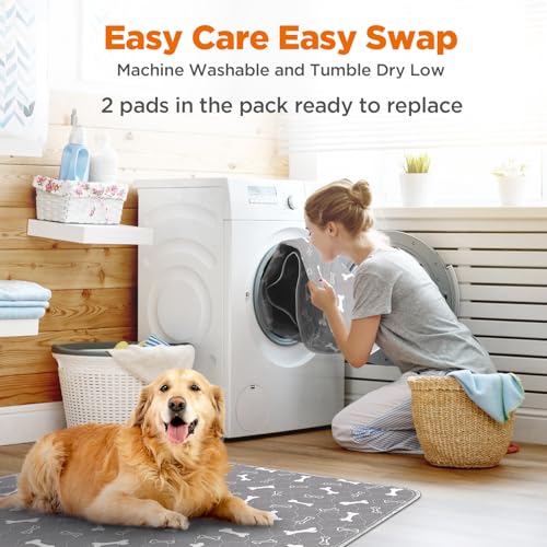 Washable Pee Pads for Dogs, 2 Pack Large 36"x41" Fast Absorbent Reusable Puppy Pads , 100% Waterproof Non Slip and Leak-Proof Whelping Pads Potty Training Pads for Crate, Playpen, Bed, Sofa - color: Gray, size: 36*41 Inch (Pack of 2)
