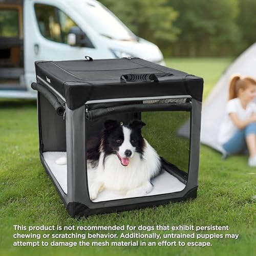 Lesure Shown on TODAY Show Soft Collapsible Dog Crate - 26 Inch Portable Travel Crate for Small Dogs Indoor & Outdoor, 4-Door Foldable Pet Kennel with Mesh Windows, Black - color: Black, size: S
