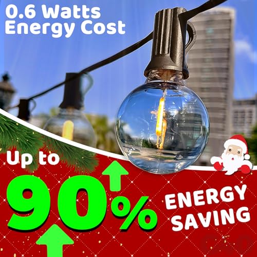 10FT LED Outdoor String Lights - Waterproof Patio Lights Shatterproof G40 Edison Globe Bulb, Connectable Hanging Outdoor String Lighting for Indoor Backyard Yard Gazebo Porch Party Decor - SOLROS - style: 10FT Globe Bulb-Plug in Only