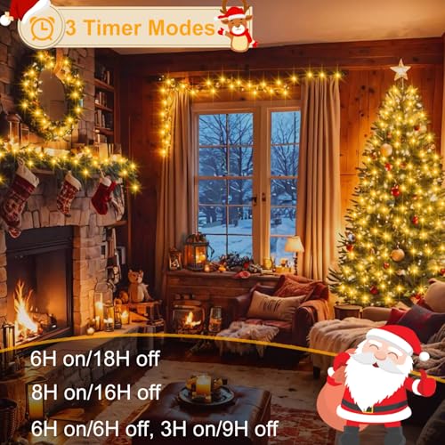 echosari 400 LED Christmas String Lights Connectable, Extra Long 66Ft Outdoor String Lights End-to-end Plug in with Remote Timer for Garden Patio Tree Decor (Warm White) - color: Green White Warm White