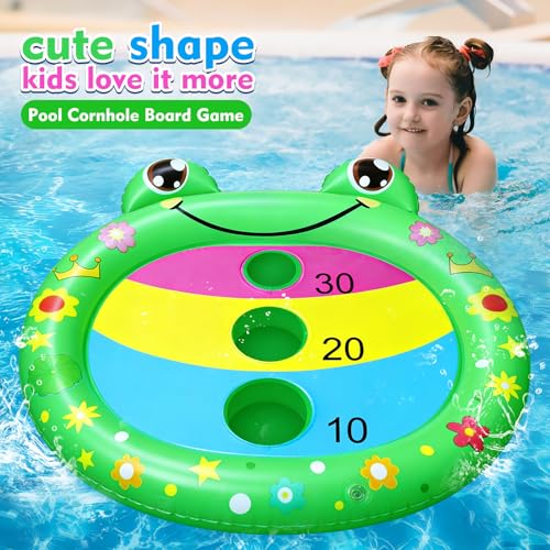 Kids Fun Pool Toys,Inflatable Frog Cornhole Board Floating Water Game Outdoor Swim Play for Adults Family,Cool Summer Party Gift for 6 7 8 9 10 12 Year Old Boy Girl Teen - style: Frog Cornhole Board