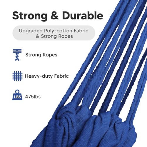 SUNCREAT Hammocks Outdoor Camping Double Hammock, 2 Person Outdoor Backyard Hammock, Navy - color: Navy, size: Medium