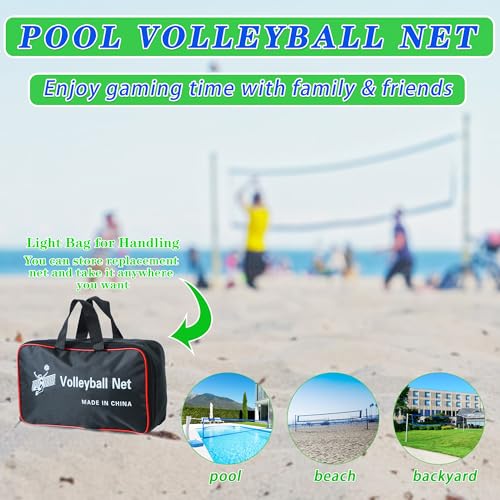 Pool Volleyball Net Replacement 15/20 Ft Extended Length 15Ft-26Ft /20Ft-32Ft Adjustable with Heavy Duty Steel Buckle Upgraded Waterproof & Durable Nylon Straps for Swimming (Net Only) - size: 20x3 FT