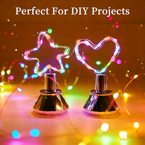ANGMLN Solar Diamond Shaped Wine Bottle Cork Lights 10 Pack 20LED Solar String Fairy Lights Outdoor Waterproof for Wedding Holiday Garden Patio Pathway Bar Concert Outdoor Decorative (Multicolor) - color: Multicolor