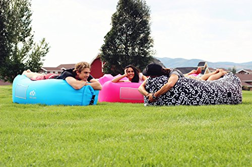 WEKAPO Inflatable Couch Air Lounger Chair - Camping & Beach Accessories, Portable Blow up Sofa for Hiking, Lawn, Indoor/Outdoor Movies & Music Festivals. Lightweight and Easy to Set Up Air Hammock - color: Pink