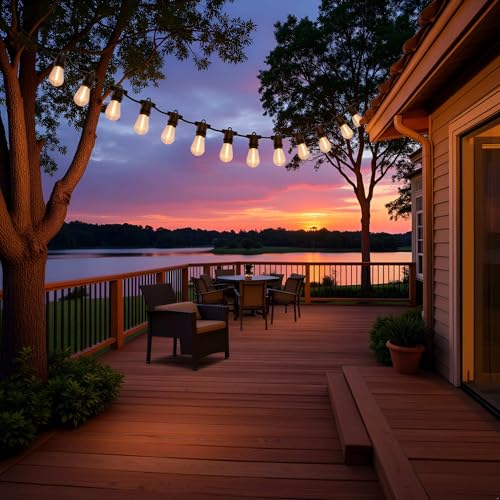 LED Patio String Lights, 70ft 30 Lights Adapter Powered, E26 Socket with S14 Bulbs Weatherproof Outdoor Bistro Lights (2 Sets of 15 Lights - Adapter) - color: 2 Sets of 15 Lights - Adapter