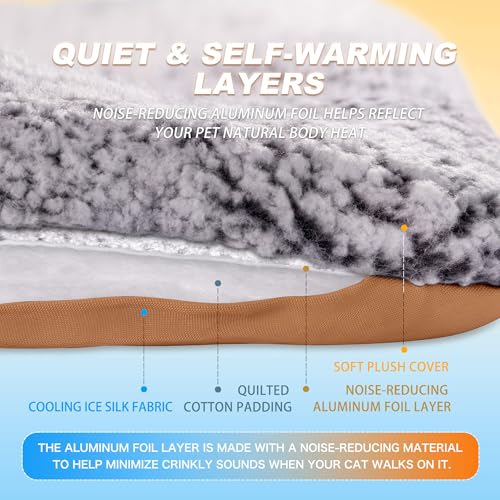 Dog Cooling Mat, Self Warming Cat Bed, Reversible Warm & Cooling Cat Bed, Winter Warm Cat Pad & Summer Cooling Cat Mat for Kittens & Small Dogs, Perfect for Crates, Beds & Sofas, Dark Brown, 24" x 36" - color: Dark Brown, size: 24"x36"