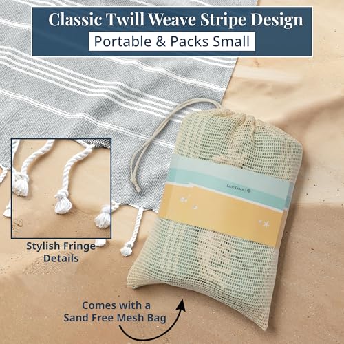 LANE LINEN Oversized Beach Towel - Large Outdoor Blanket with Soft Pre-Washed Finish – 82"x82", Ideal for Coastal Getaways, Backyard Lounging, Beach Party or Seaside Adventures – Grey - color: 10: Grey, size: Beach Blanket (80" x 80")