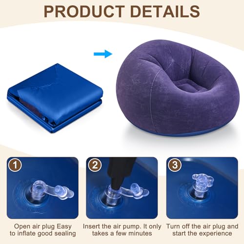 Realspring Inflatable Bean Bag Chairs for Adult Blow up Chairs Lazy Sofa Folding Portable Inflatable Chair for Movie Outdoor Room Bedroom Reading Camping(Purple) - color: Purple