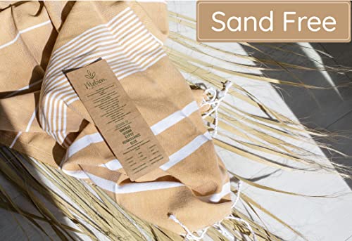 Premium Turkish Beach Towel – 100% Cotton, Quick Dry, Sand Free, Oversized Beach Towels 35”x67” – Ideal for Travel, Pool, and Beach Blanket – Honey Yellow Color - color: Yellow