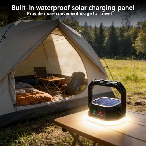 RadiantFlux LED Camping Lantern, 6600mAh 4000LM,Rechargeable and Solar Light,IP65 Tent Light with 3 Light Modes,Mechanical Aesthetic Feel,10-Hours , Portable Lantern Flashlight, Emergency Light