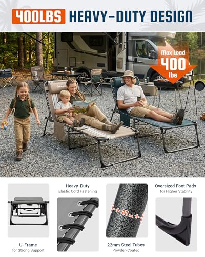 KingCamp Lounge Chair with face Hole, 400LBS Tanning Chairs for Outside, Adjustable 5-Position Beach Lounge Chairs Folding Sun Tanning Chair for Outside Beach Patio Sun Bathing Pool Backyard - color: B*sunbask Face Hole——grey Face Hole, style: 400lbs&Pinc